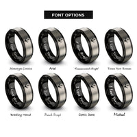 font options for inside engraving on black & gray bird track rings