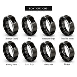 font options for inside engraving on black & grey bird track rings