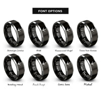 font options for inside engraving on black & grey bird track rings
