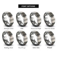 font options for inside engraving on silver bird track rings