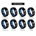 font options for inside engraving on black & blue birdhouse rings