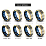 font options for inside engraving on gold & blue & silver birdhouse rings