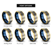 font options for inside engraving on gold & blue & silver birdhouse rings