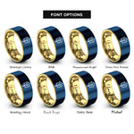 font options for inside engraving on gold & blue birdhouse rings