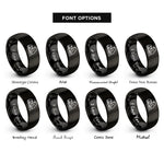 font options for inside engraving on black birds branch rings