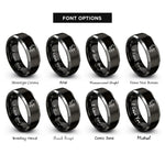 font options for inside engraving on black & gray birds flock moon rings