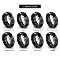 font options for inside engraving on black & gray birds flock moon rings