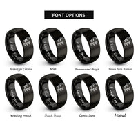 font options for inside engraving on black birds flock moon rings