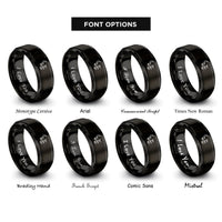 font options for inside engraving on black birds flock moon rings