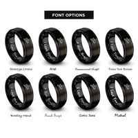 font options for inside engraving on black birds heart rings