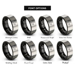 font options for inside engraving on black & grey birds rising rings