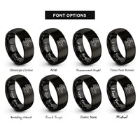 font options for inside engraving on black birds rising rings