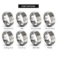 font options for inside engraving on grey birds rising rings