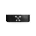 unique promise rings her – black tungsten crossed keys wedding band