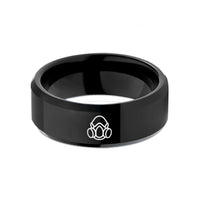 personalized wedding rings men – black tungsten respirator mask wedding band