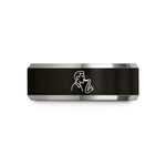 matching bands for couples – black & gray tungsten saxophonist wedding band