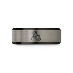 matching bands for couples – black & grey tungsten saxophonist wedding band