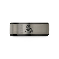matching bands for couples – black & grey tungsten saxophonist wedding band