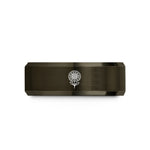 unique present for her – gunmetal & rose gold tungsten september aster wedding band