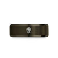 unique present for her – gunmetal & rose gold tungsten september aster wedding band