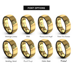 font options for inside engraving on black & gold birthday cake rings