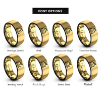 font options for inside engraving on black & gold birthday cake rings