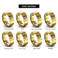 font options for inside engraving on gold birthday cake rings