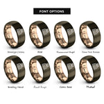 font options for inside engraving on gunmetal & rose gold birthday cake rings
