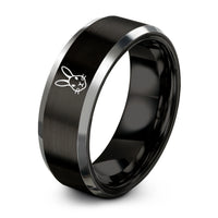 cool presents for boyfriend – black & silver tungsten dutch rabbit ring
