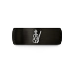 unique rings for men – black tungsten fiddle bow wedding band