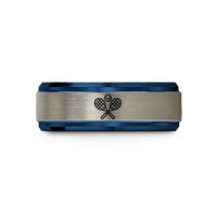 personalized presents for couples – blue & silver tungsten tennis racquets wedding band