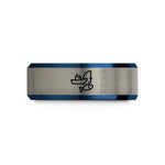 personalized presents for men – black & blue & grey tungsten trolling fish wedding band
