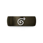 personalized jewelry for her – gunmetal & blue tungsten curly arrow wedding band