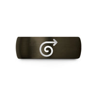 personalized jewelry for her – gunmetal & blue tungsten curly arrow wedding band