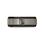 personalized jewelry for her – black & blue & silver tungsten quarter pipe wedding band