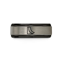 personalized jewelry for her – black & blue & silver tungsten quarter pipe wedding band
