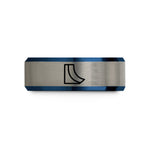 personalized jewelry for her – black & blue & gray tungsten quarter pipe wedding band