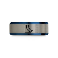 personalized jewelry for her – black & blue & gray tungsten quarter pipe wedding band