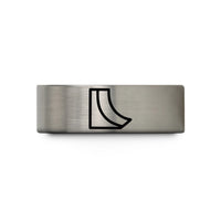 engraved presents for women – black & blue & silver tungsten quarter pipe wedding band