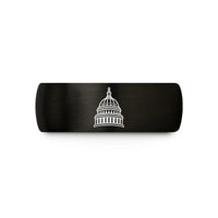 custom message rings – black & gold tungsten u.s. capitol dome wedding band