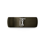 engraved rings for couples – gunmetal & black tungsten welding clamp wedding band