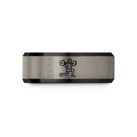 personalized presents for him – black & blue & gray tungsten lunge barbell wedding band