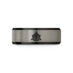 unique men’s rings present – black & silver tungsten odins eye emblem wedding band