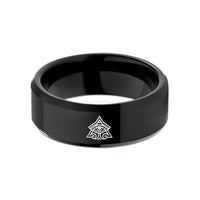 men's comfort fit rings – black tungsten odins eye emblem wedding band