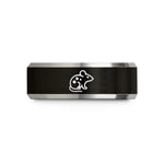 custom men's engagement ring – black & gray tungsten spotted mouse wedding band