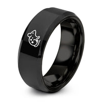 custom men's engagement ring – black tungsten spotted mouse ring