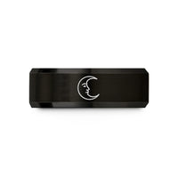 women's fashion rings online – black tungsten crescent moon face wedding band