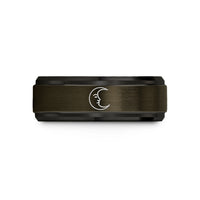 women's fashion rings online – gunmetal & black tungsten crescent moon face wedding band