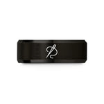 stylish rings for her – black tungsten needle thread wedding band