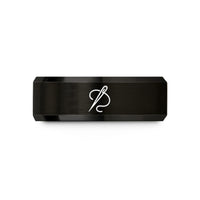 stylish rings for her – black tungsten needle thread wedding band